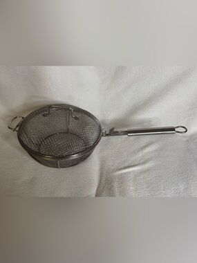 Stainless Steel Fry/Basket Strainer Large - Silver 11.75 inch Diameter handle